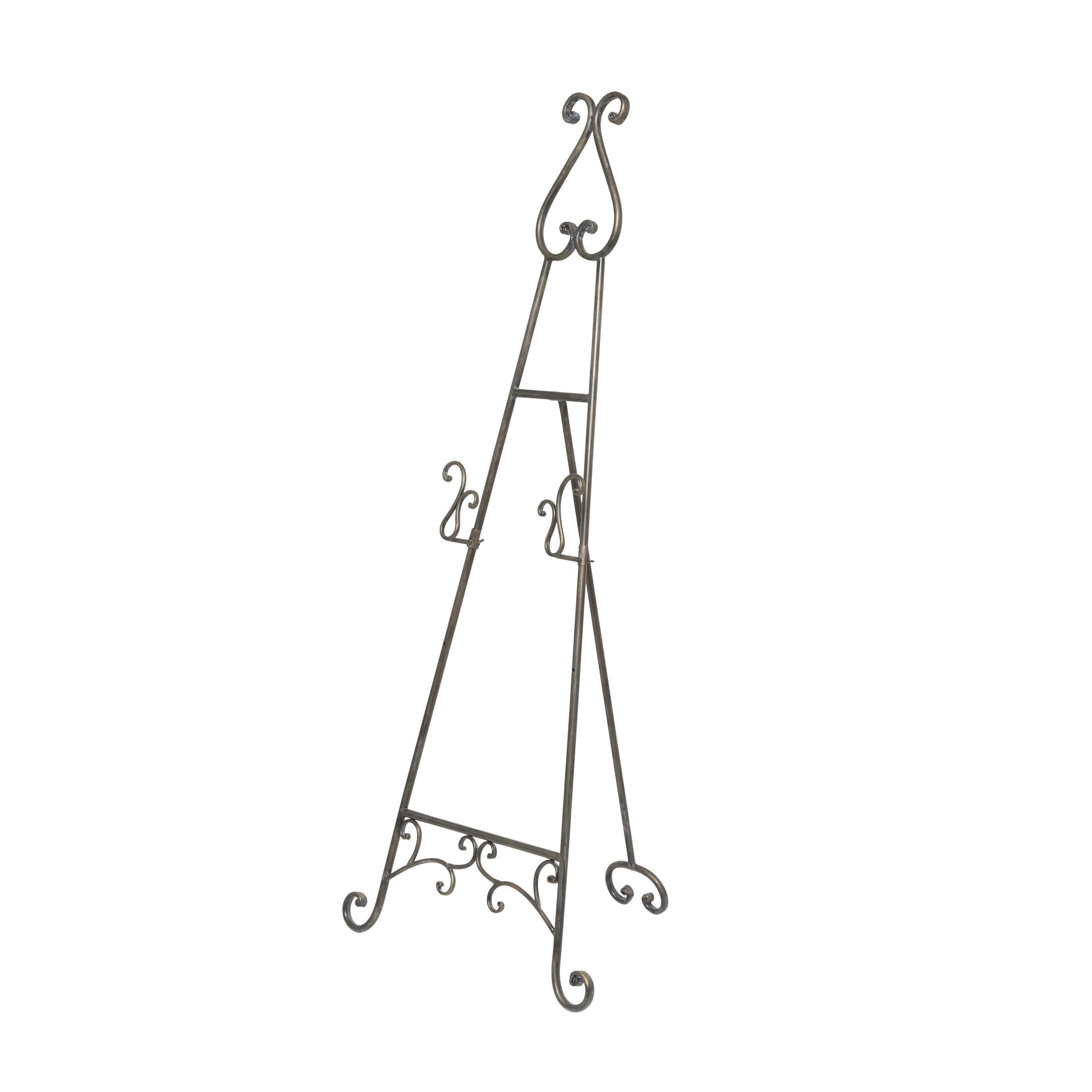 DecMode 16" x 55" Bronze Metal Tall Adjustable Floor 2 Tier Scroll Easel, 1-Piece
