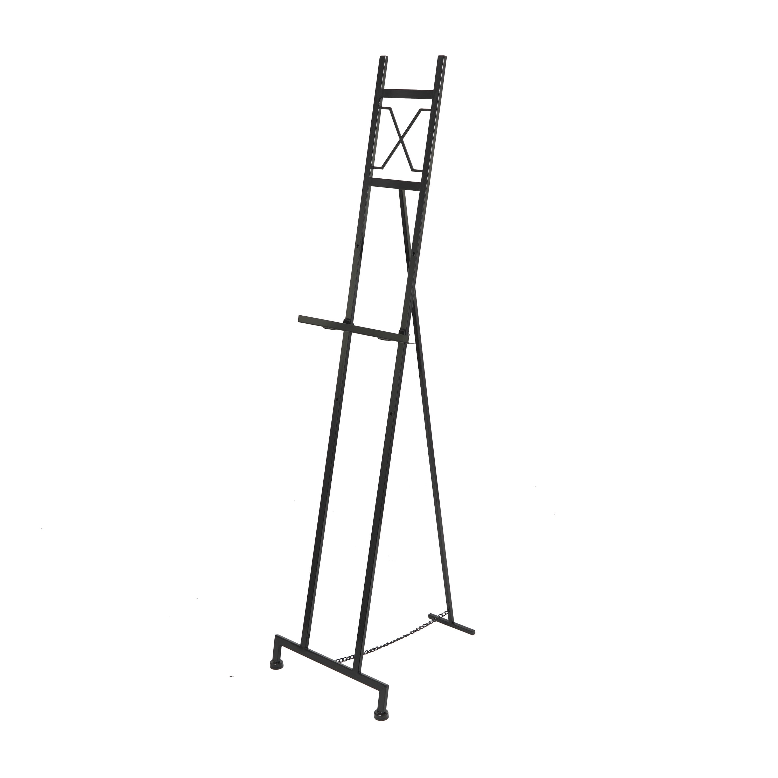 US Art Supply 64 High x 27-1/2 Wide Black Wooden Tripod Display Floor Easel & Artist Easel, Adjustable Tray Chain