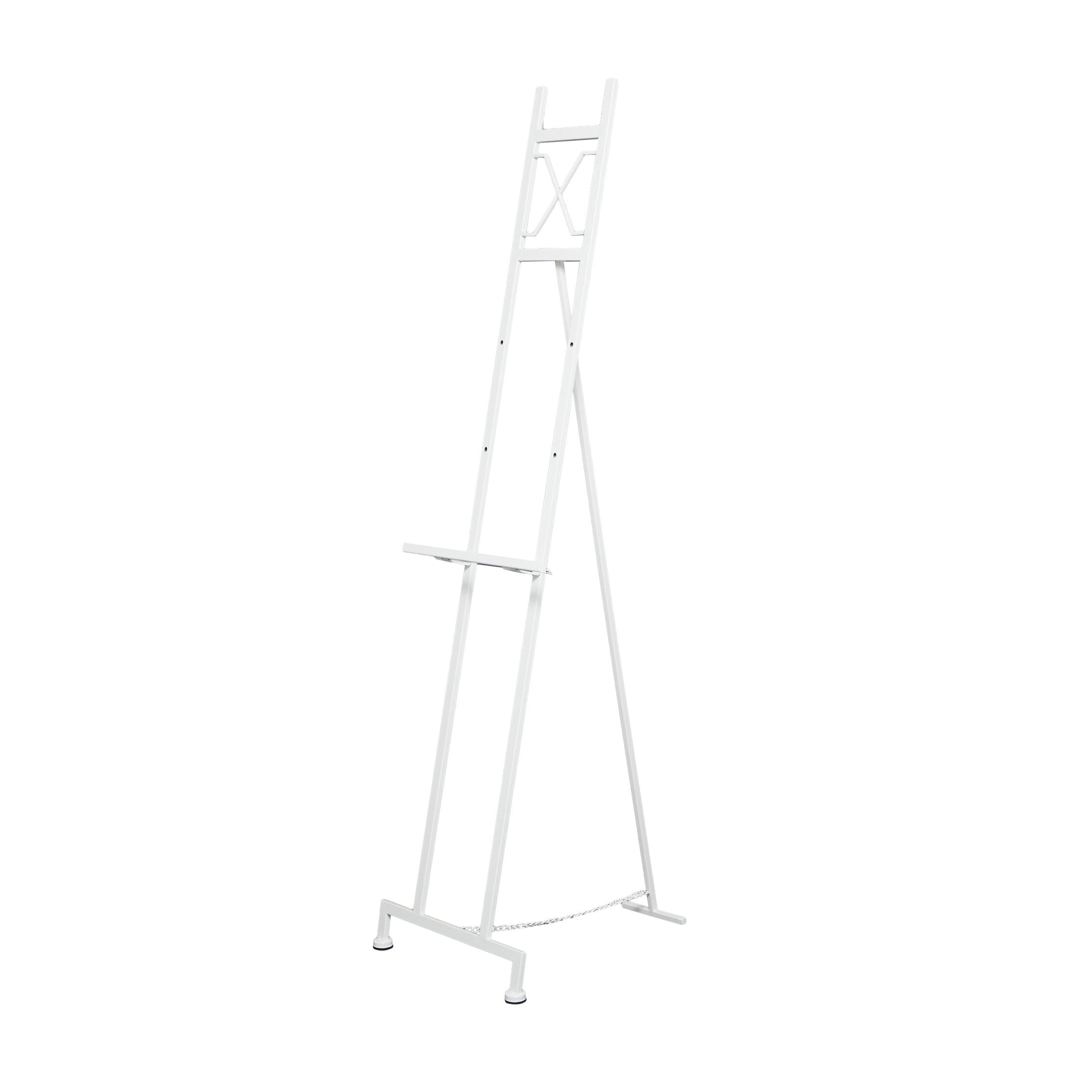 DecMode 16" x 57" White Metal Tall Adjustable Floor 3 Tier Geometric Easel, 1-Piece