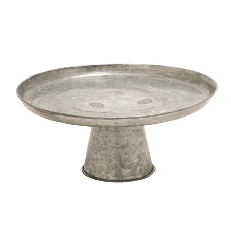 DecMode 16" x 7" Gray Metal Galvanized Decorative Stand, 1-Piece