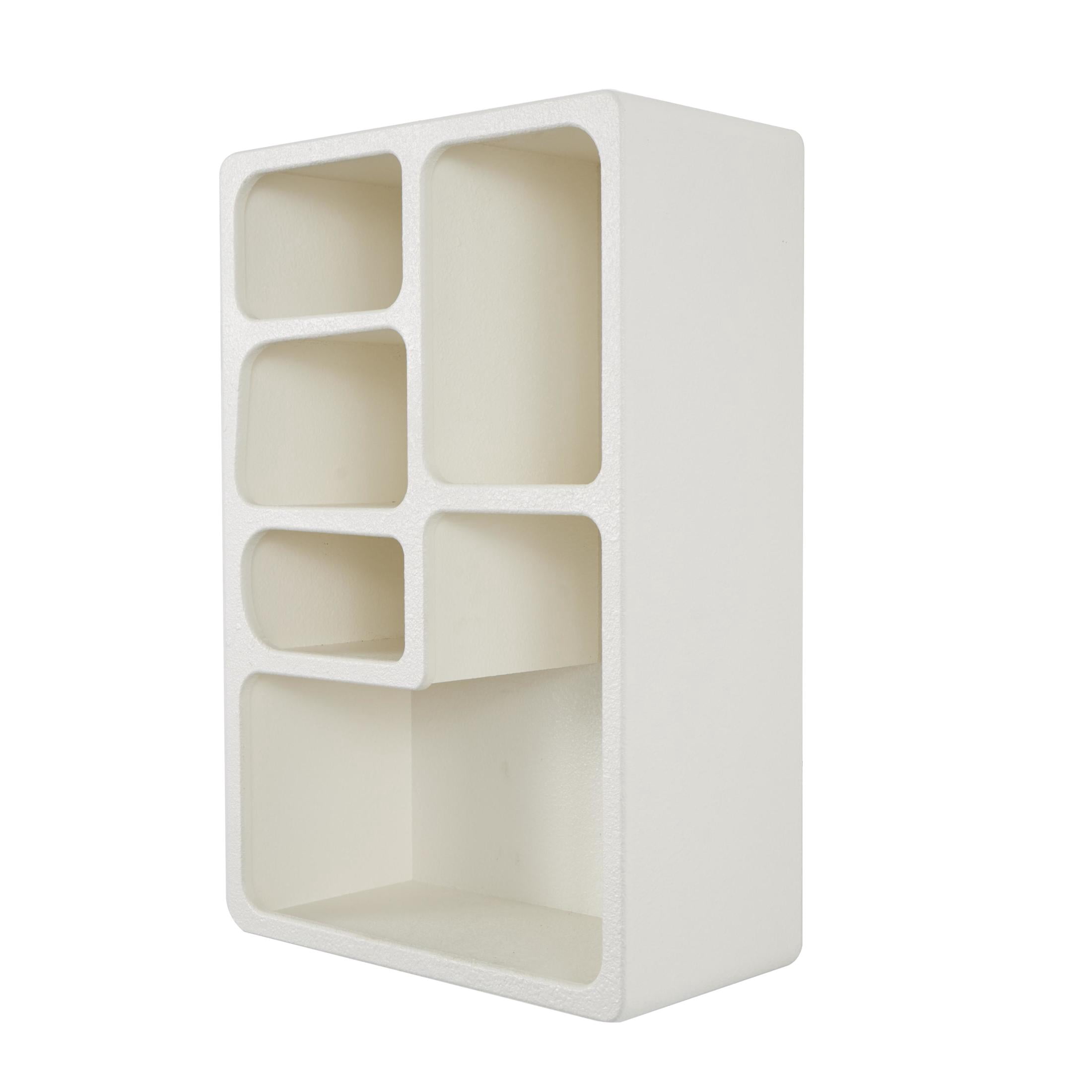 DecMode 16" x 8" 5-Tier Cream Geometric Wall Shelf with Rounded Block Shapes