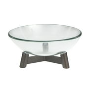 DecMode 16" x 9" Clear Glass Serving Bowl with Bronze Hammered Y-Shaped Stand, 1-Piece