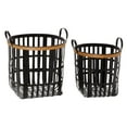 thumbnail image 1 of DecMode 17", 20" Black Bamboo Farmhouse Storage Basket, 2 - Pieces, 1 of 8
