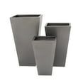 thumbnail image 1 of DecMode 17", 21", 25"H Light Weight Gray Metal Planter with Tapered Base (3 Count), 1 of 11