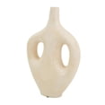 thumbnail image 1 of DecMode 17" Abstract Double Handle Beige Paper Mache Vase, 1 of 12