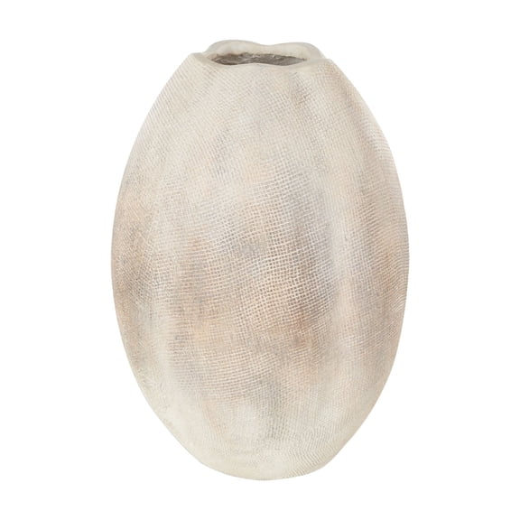 DecMode 17" Antique Cream Magnesium Oxide Vase with Checkered Patterns