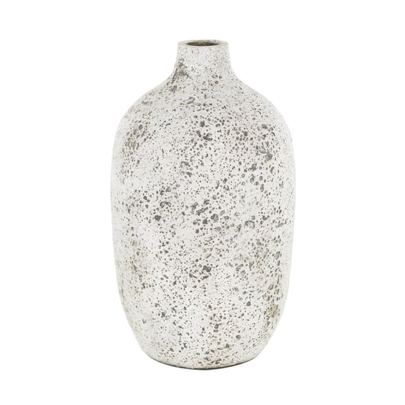 DecMode 17" Antique Style Textured White Ceramic Vase
