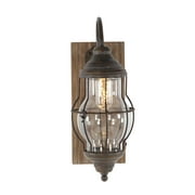 DecMode 17" Battery Operated Brown Accent Lamp with Clear Glass Shade