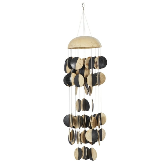 DecMode 17" Black Wood Jellyfish Inspired Geometric Windchime