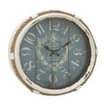 thumbnail image 1 of DecMode 17" Blue Metal Scroll Wall Clock with Rope Frame and Distressed Clockface, 1 of 15