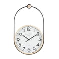thumbnail image 1 of DecMode 17" Brown Wooden Suspended Hanging Wall Clock with Brown Wood Accents, 1 of 11