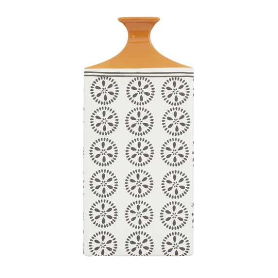 DecMode 17" Floral White Ceramic Vase with Orange Tops
