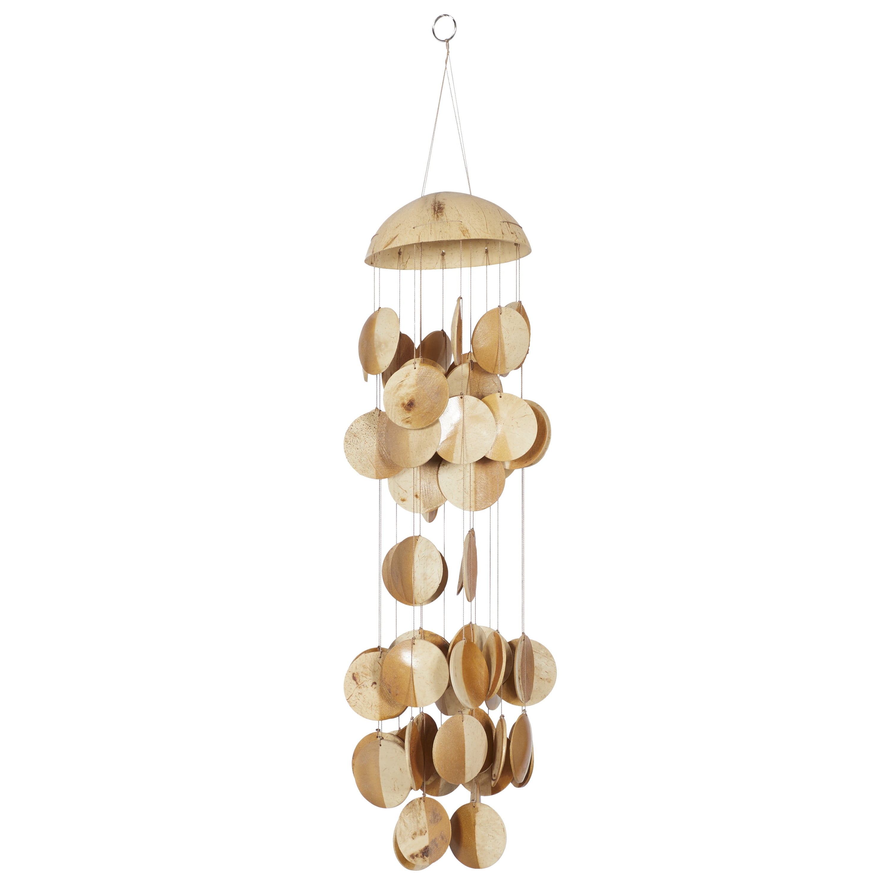 DecMode 17" Gold Wood Jellyfish Inspired Geometric Windchime