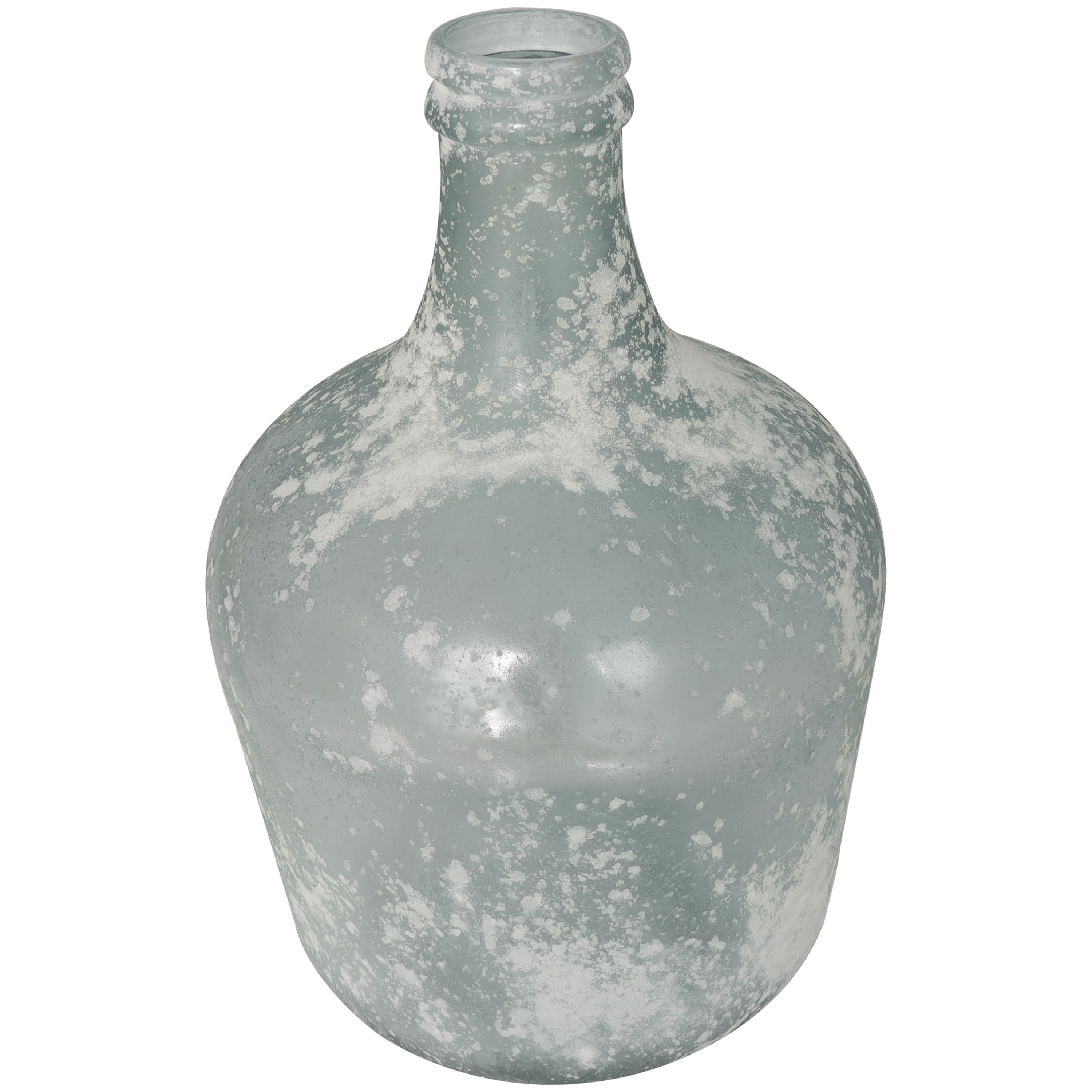 DecMode 17" Handmade Frosted Spanish Bottle Recycled Glass Vase