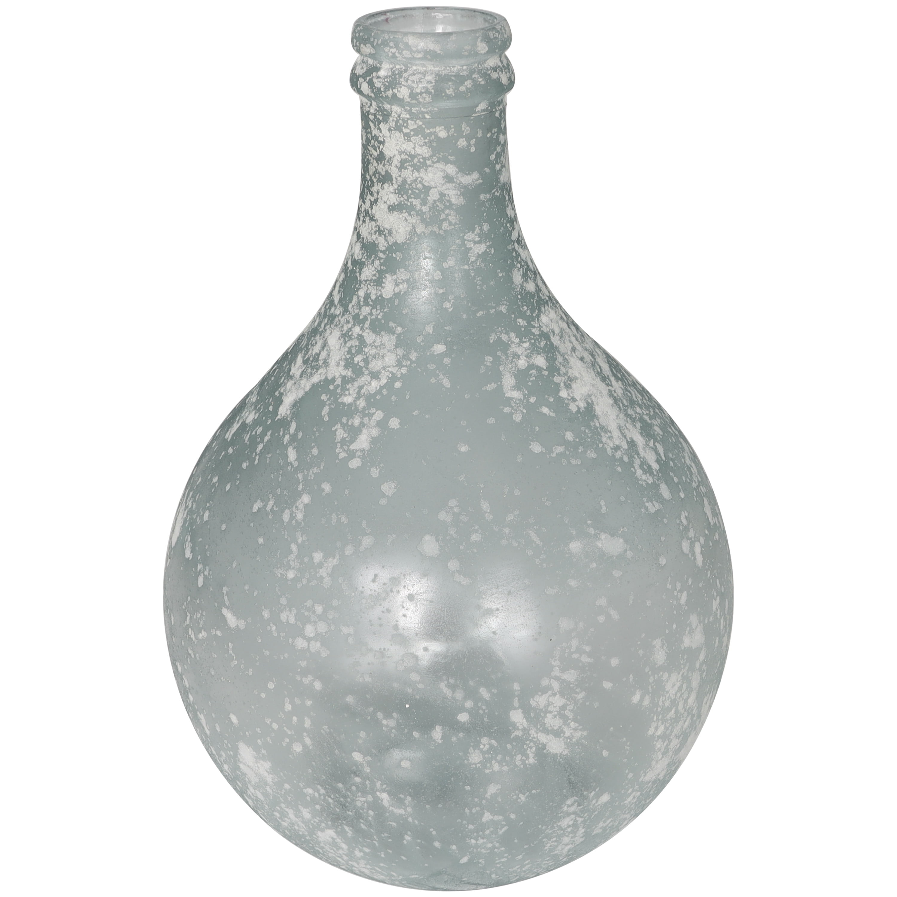 DecMode 17" Handmade Frosted Spanish Bottle Recycled Glass Vase