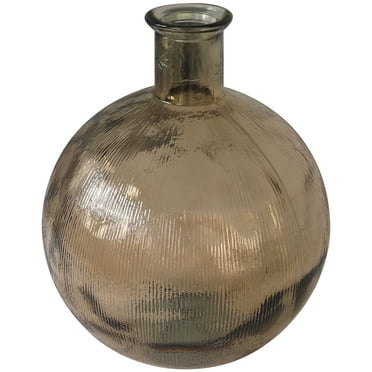 DecMode 17" Handmade Ribbed Spanish Bottle Brown Recycled Glass Vase