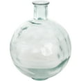 thumbnail image 1 of DecMode 17" Handmade Spanish Bottle Neck Ribbed Teal Recycled Glass Vase, 1 of 15