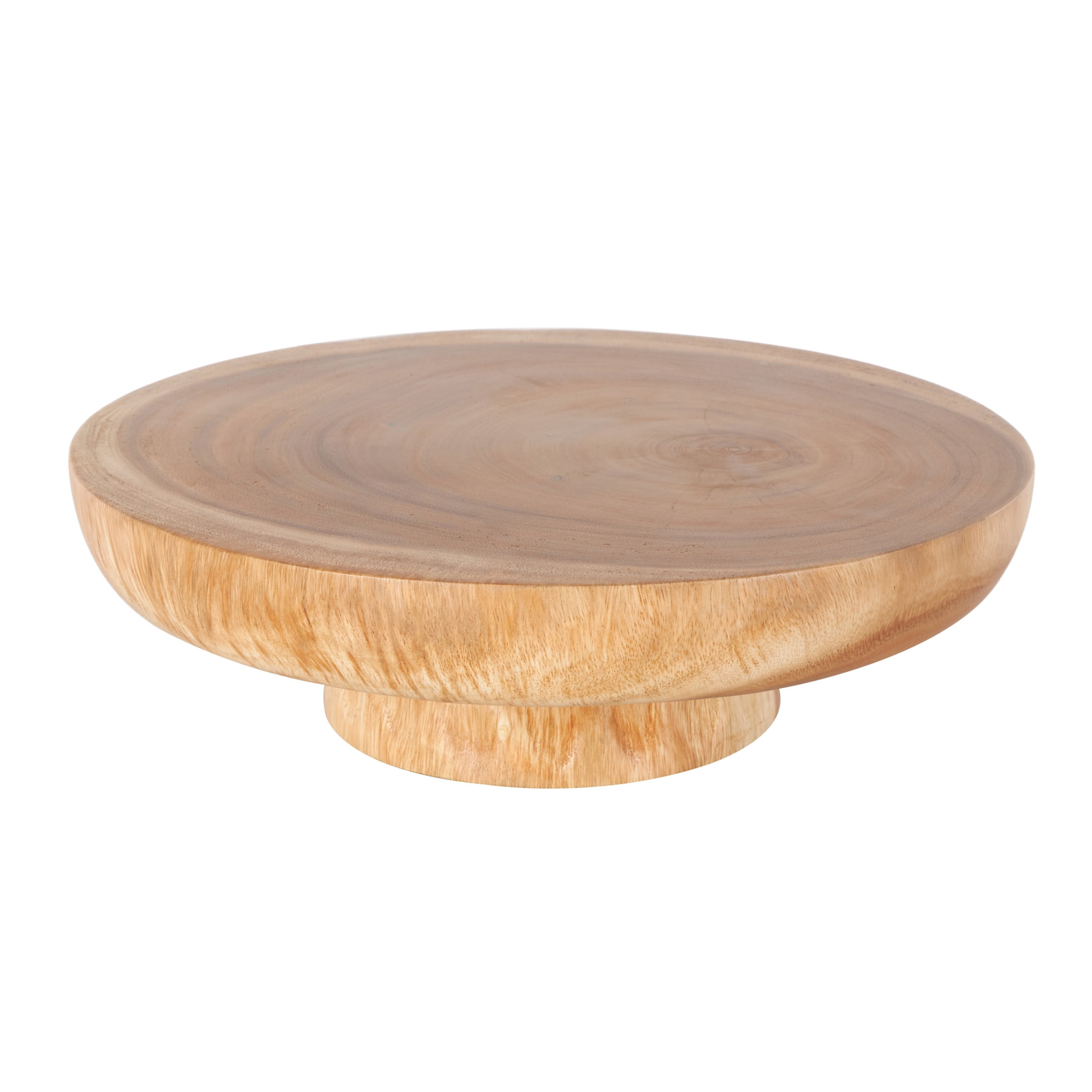 DecMode 17" x 5" Brown Teak Wood Handmade Cake Stand with Elevated Base, 1-Piece