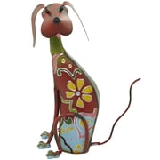 DecMode 19" Indoor Outdoor Dog Garden Sculpture with Floral Pattern