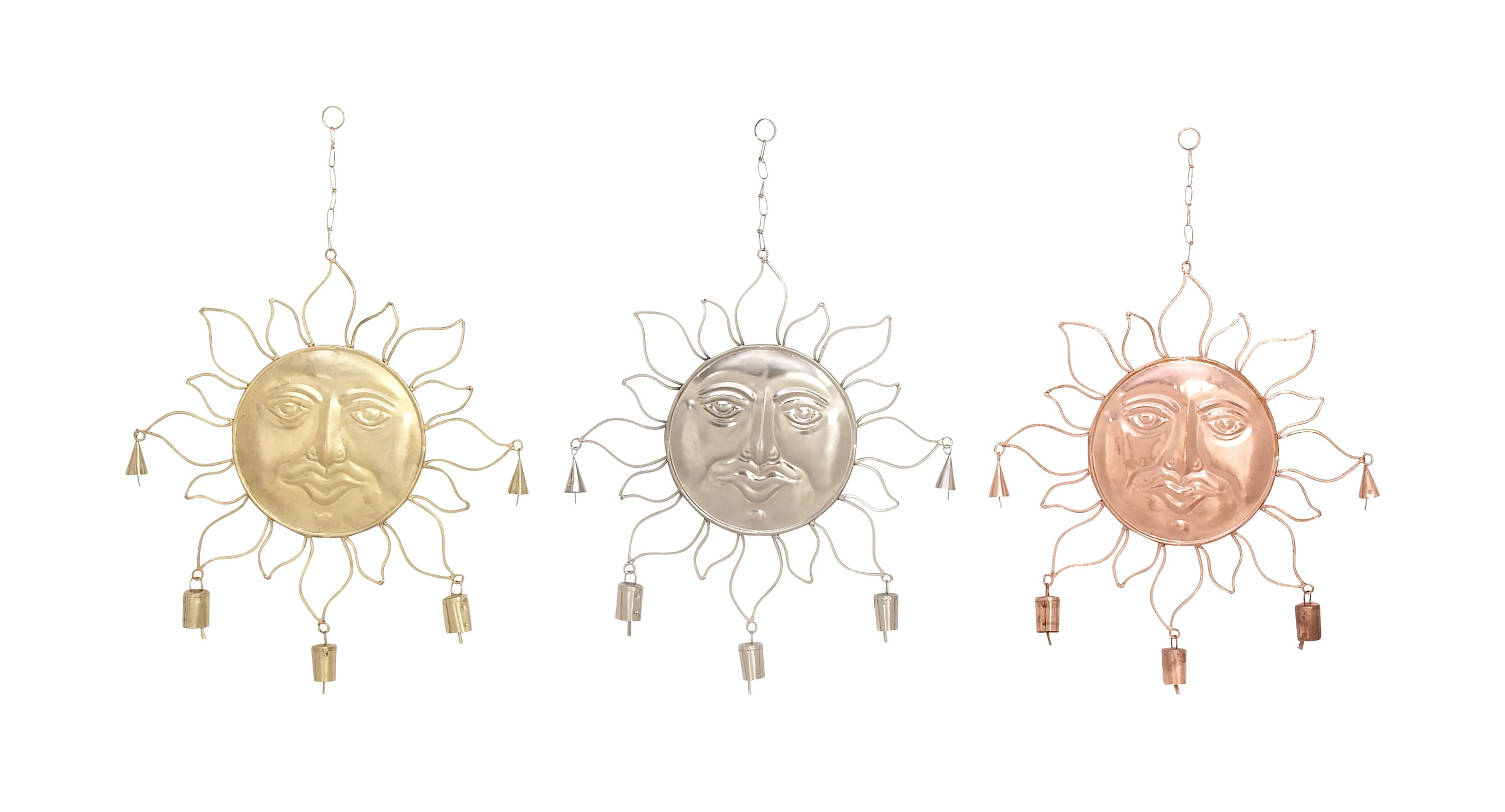 17 in. Multicolor Metal Sun Wind Chimes with Bells
