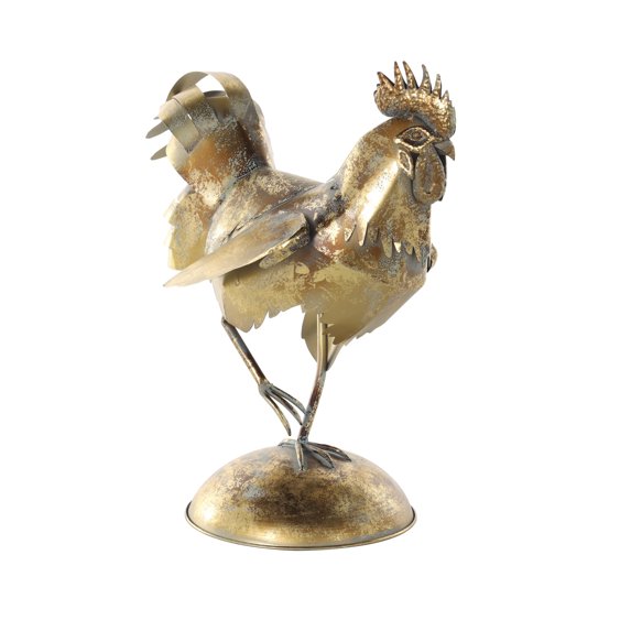 DecMode 17" Patina Rooster Garden Sculpture