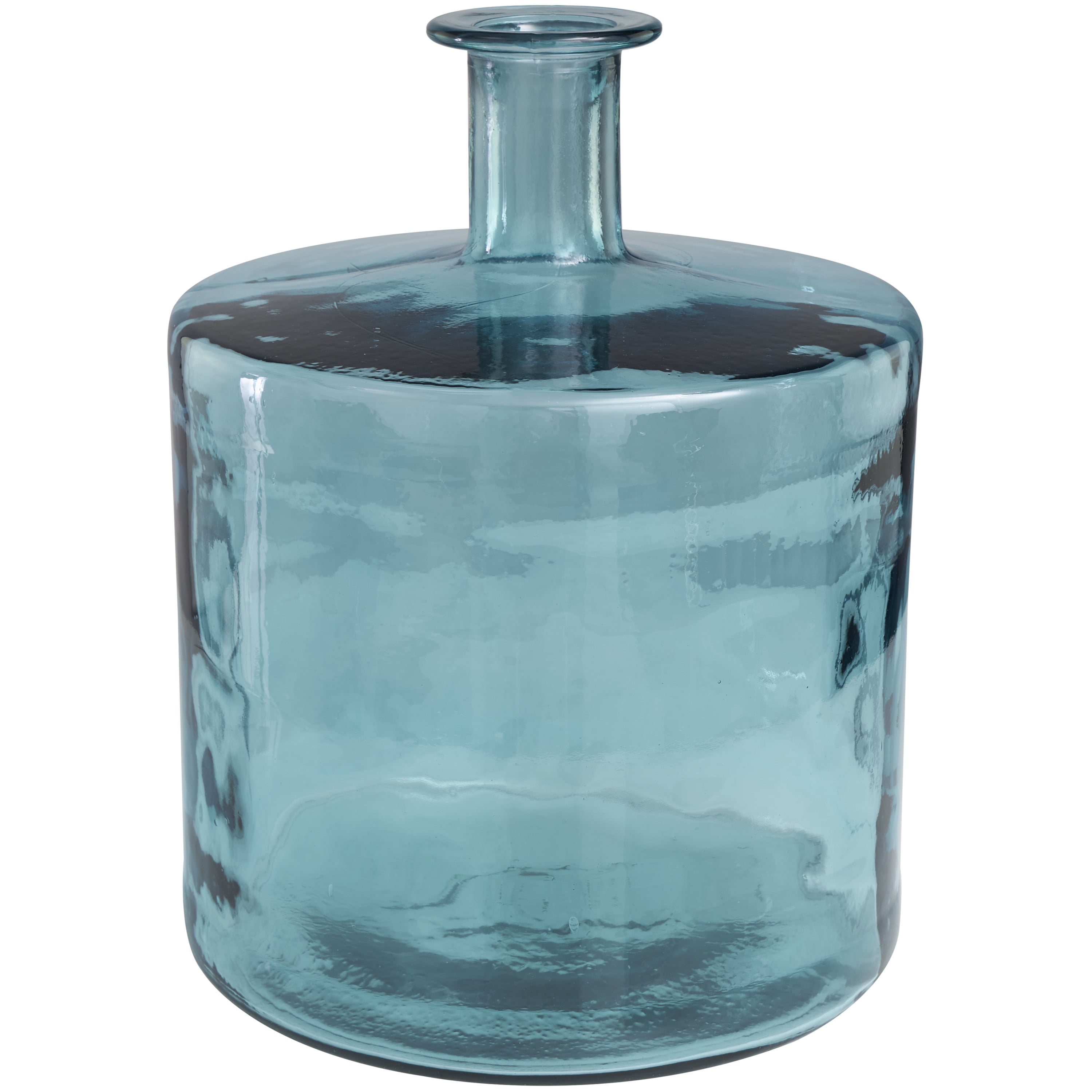 DecMode 17" Spanish Bottleneck Teal Recycled Glass Vase