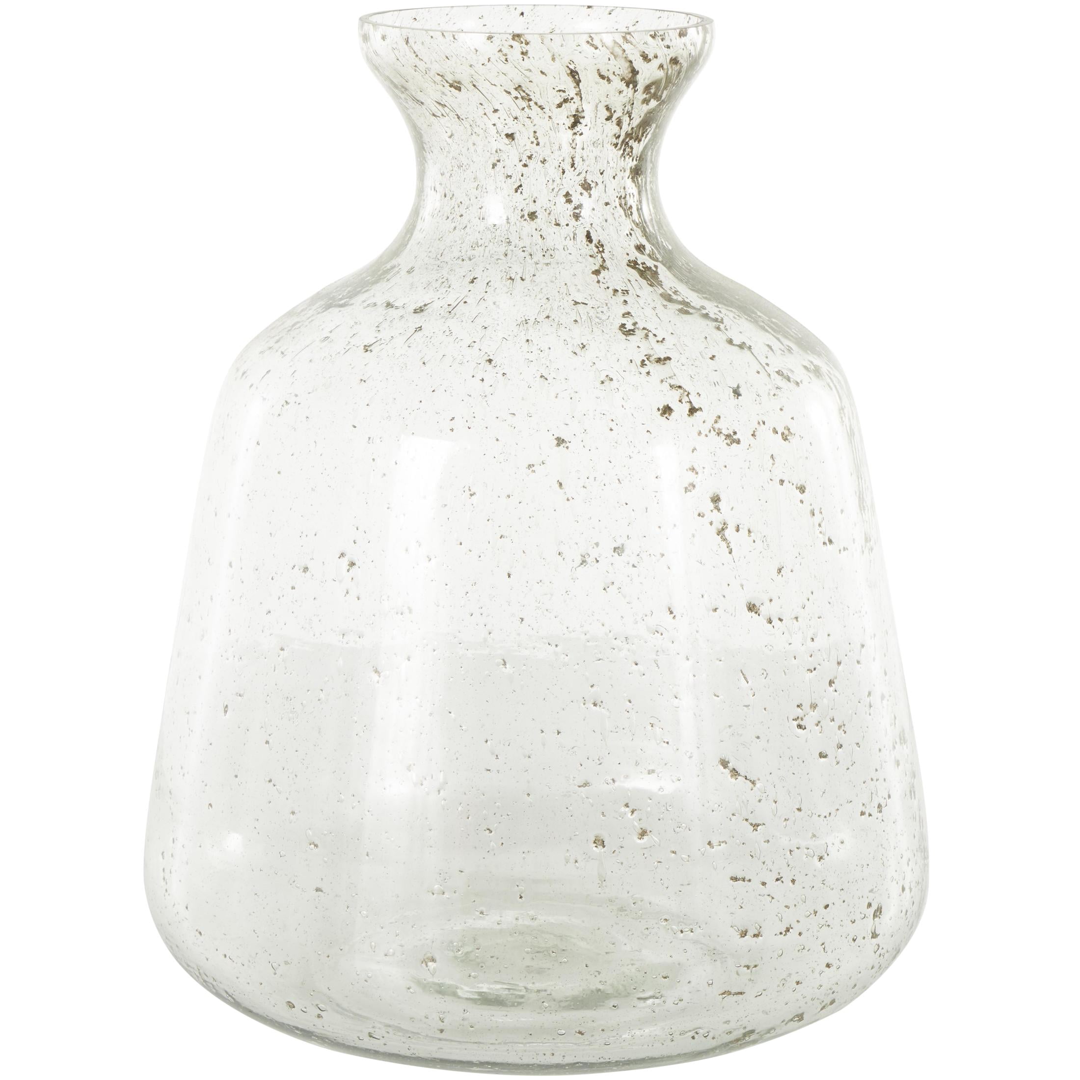 DecMode 17" Speckled Glass Vase with Brown Accents