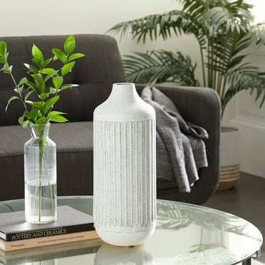 DecMode 17" Textured Gray Metal Vase