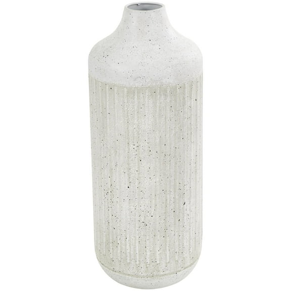 DecMode 17" Ribbed Speckled Gray Metal Vase