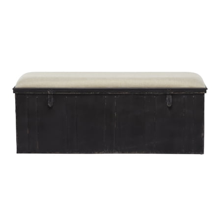 DecMode 17"W, 19"H Metal Farmhouse Storage Bench, Black, 1-Piece