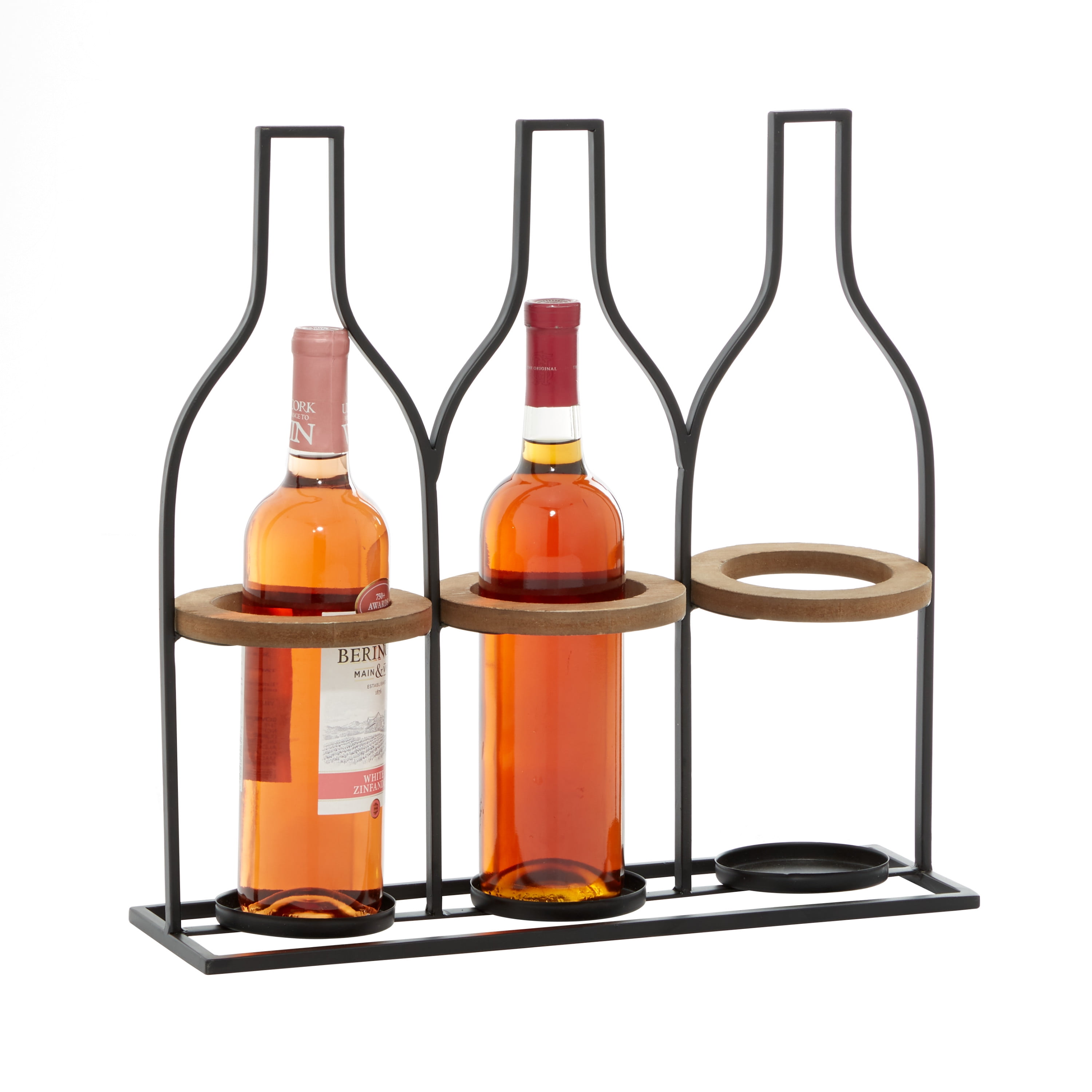 Tabletop Wine Bottle & Glass Stand authentic Rack Caddy Holder Black Metal Wrought Iron