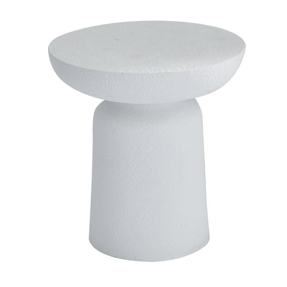 DecMode 17" x 18" White Magnesium Oxide Outdoor Accent Table with Wide Top, 1-Piece