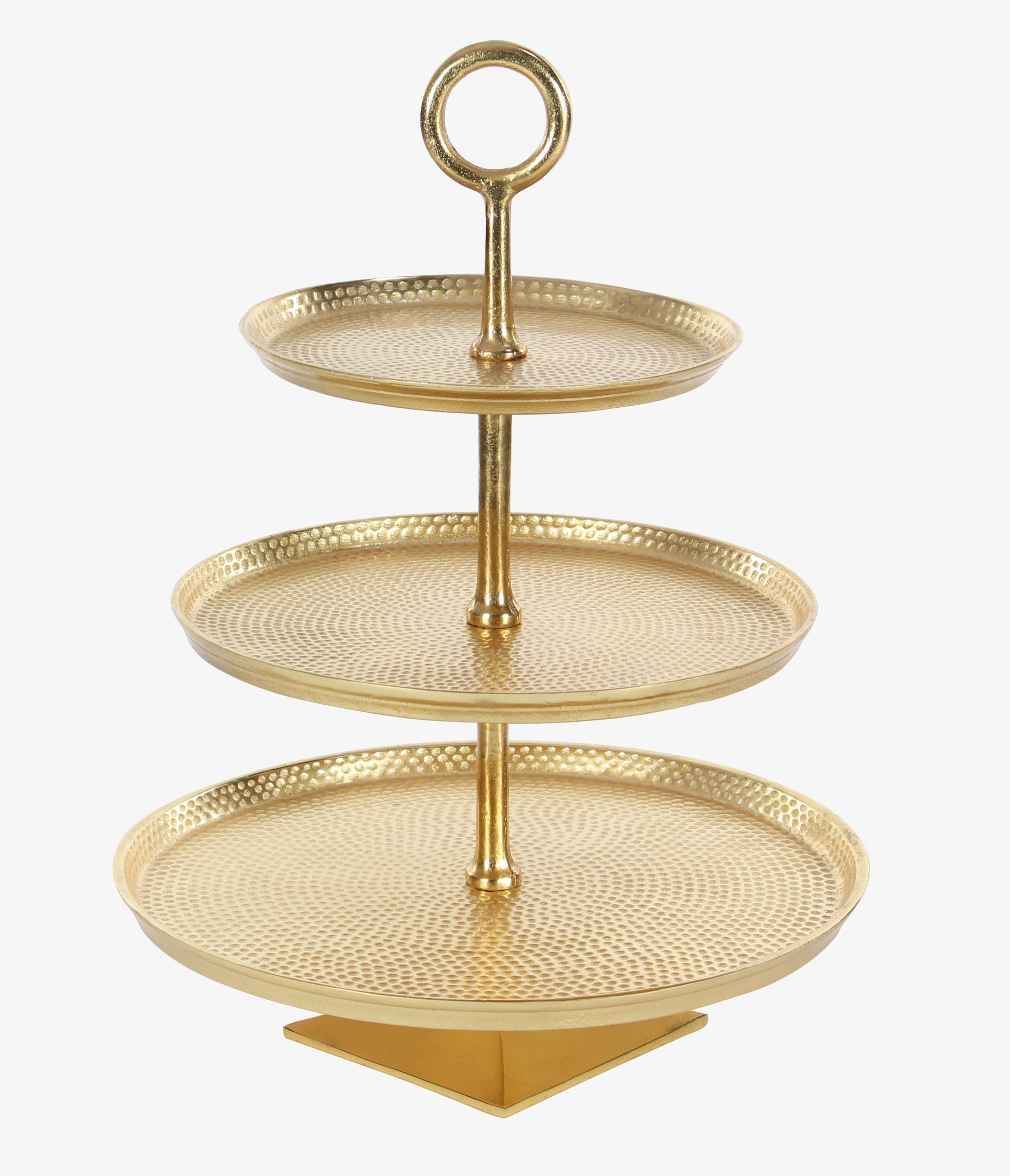 Glamorous Gold Polished Aluminum 3-Tier Round Dessert Stand