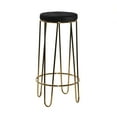 thumbnail image 1 of DecMode 17" x 31" Gold Metal Bar Stool with Black Upholstered Seat, 1-Piece, 1 of 8