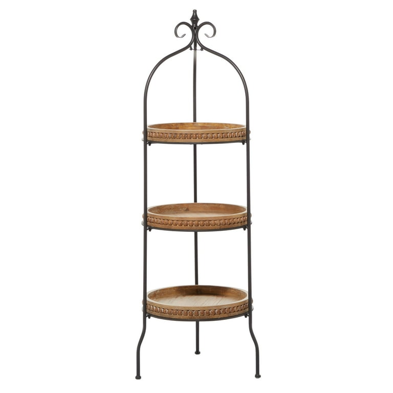 Light Brown Wood And Iron Shelving Unit With 3 Shelves Light Brown Wood And Iron Shelving Unit With 3 Shelves