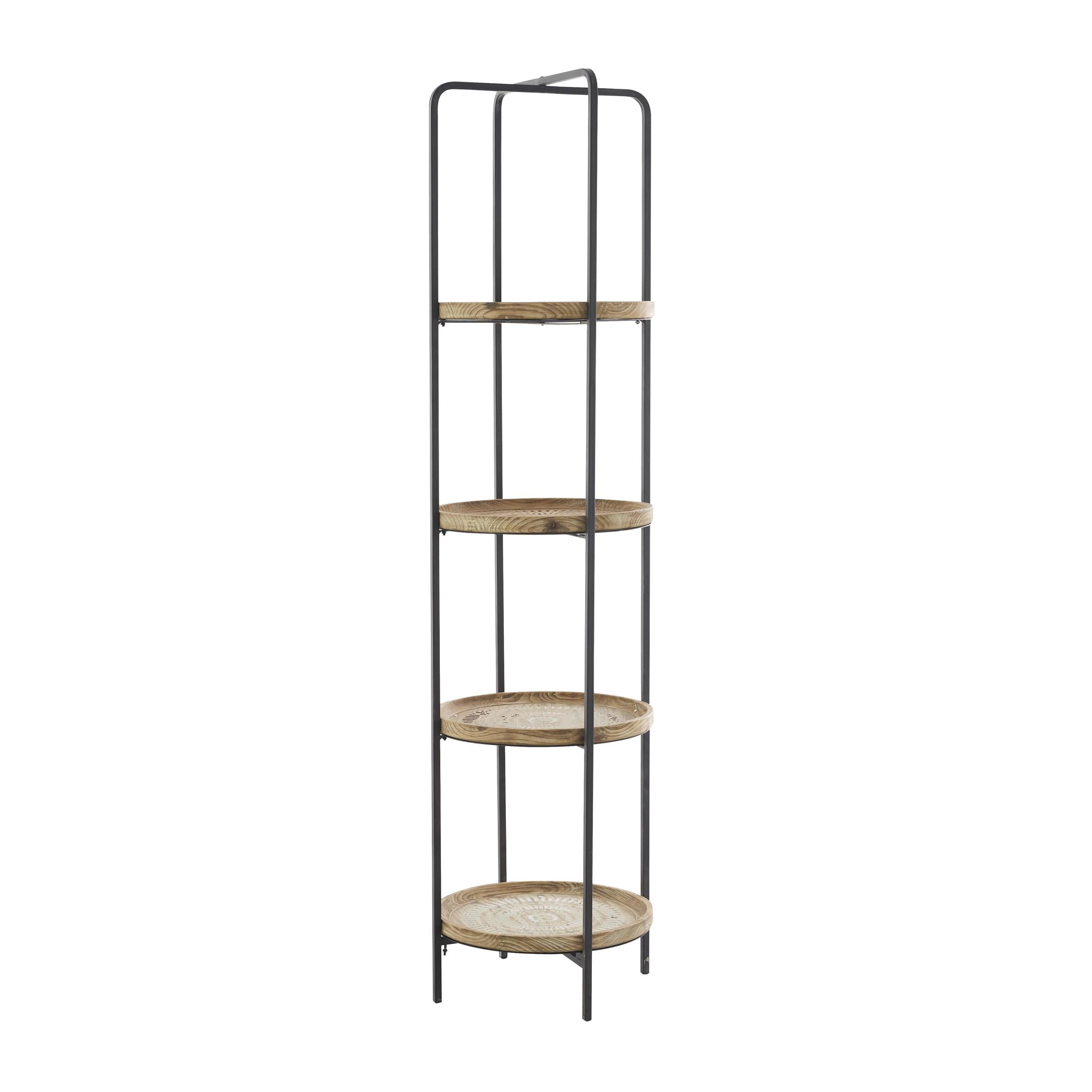 DecMode 17" x 64" Brown Wood 4-Tier Shelving Unit, 1-Piece