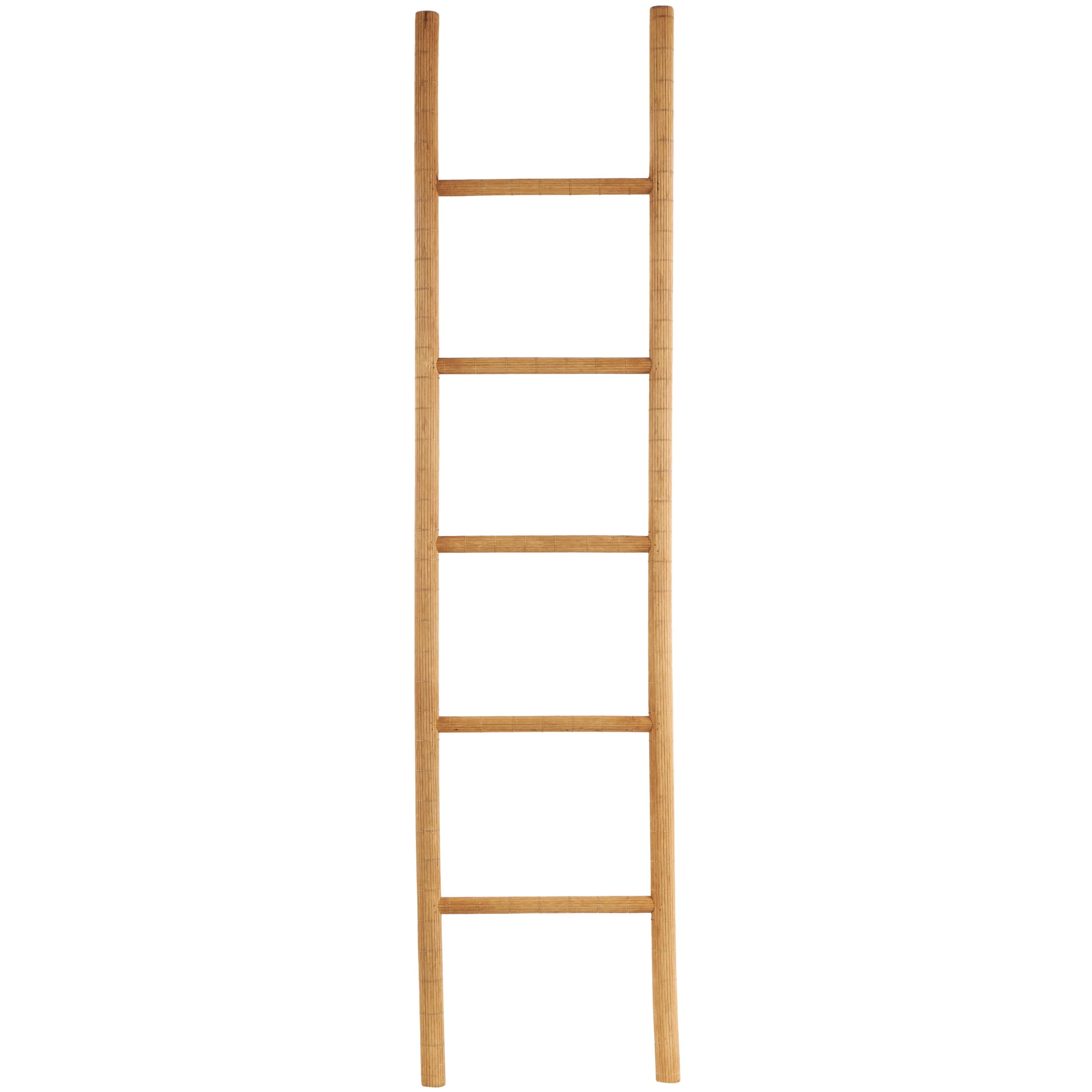 DecMode 17" x 71" Brown Wood Handmade 5 Rung Ladder, 1-Piece