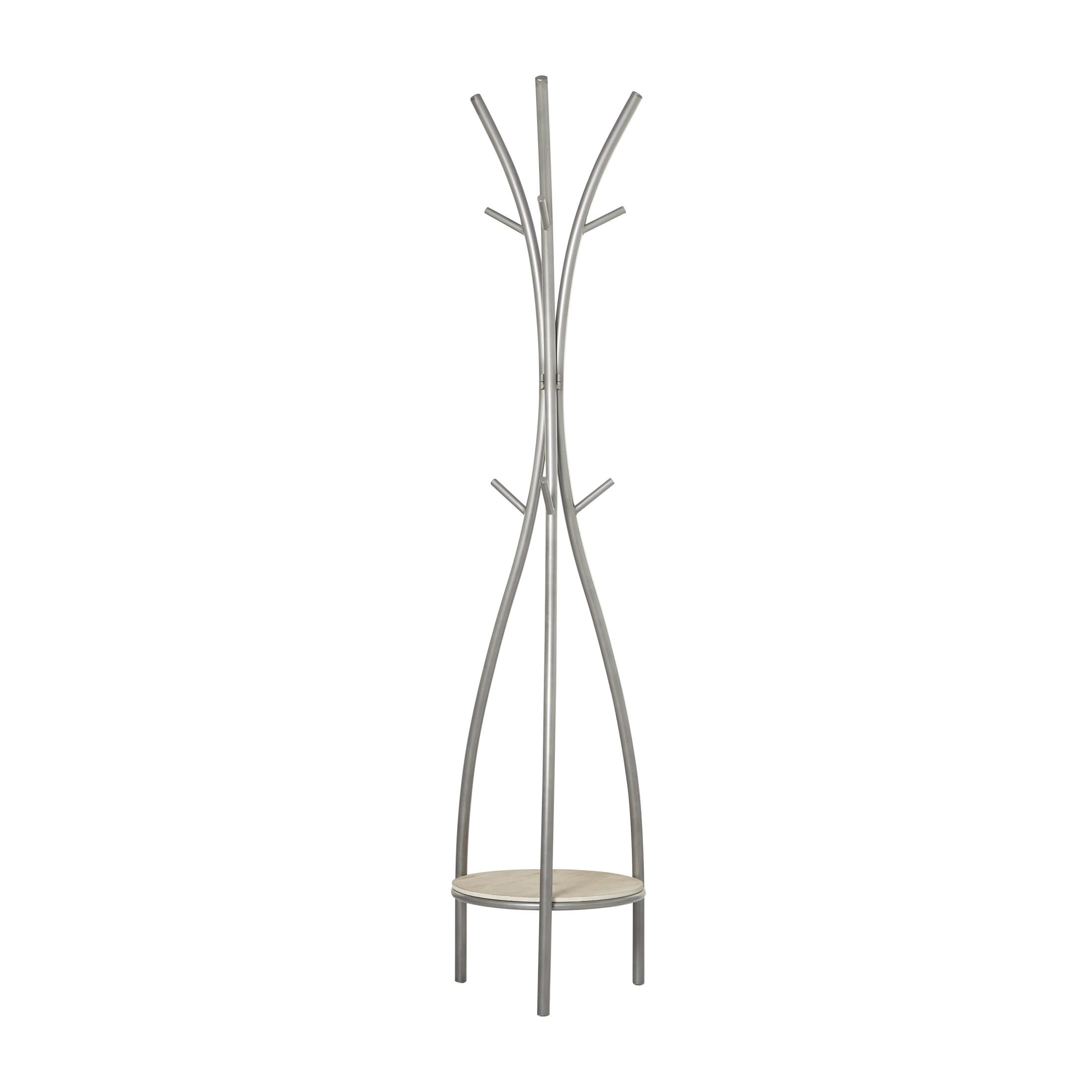 DecMode 17" x 73" Silver Metal Coat Rack, 1-Piece