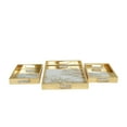 thumbnail image 1 of DecMode 18", 11", 11"W Gold Plastic Mirrored Geometric Tray, 3-Pieces, 1 of 7