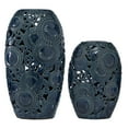 thumbnail image 1 of DecMode 18", 13"H Floral Blue Ceramic Vase with Cut Out Patterns, Set of 2, 1 of 8