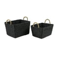 thumbnail image 1 of DecMode 18", 16" Black BANANA LEAF Eclectic Storage Basket, 2 - Pieces, 1 of 10