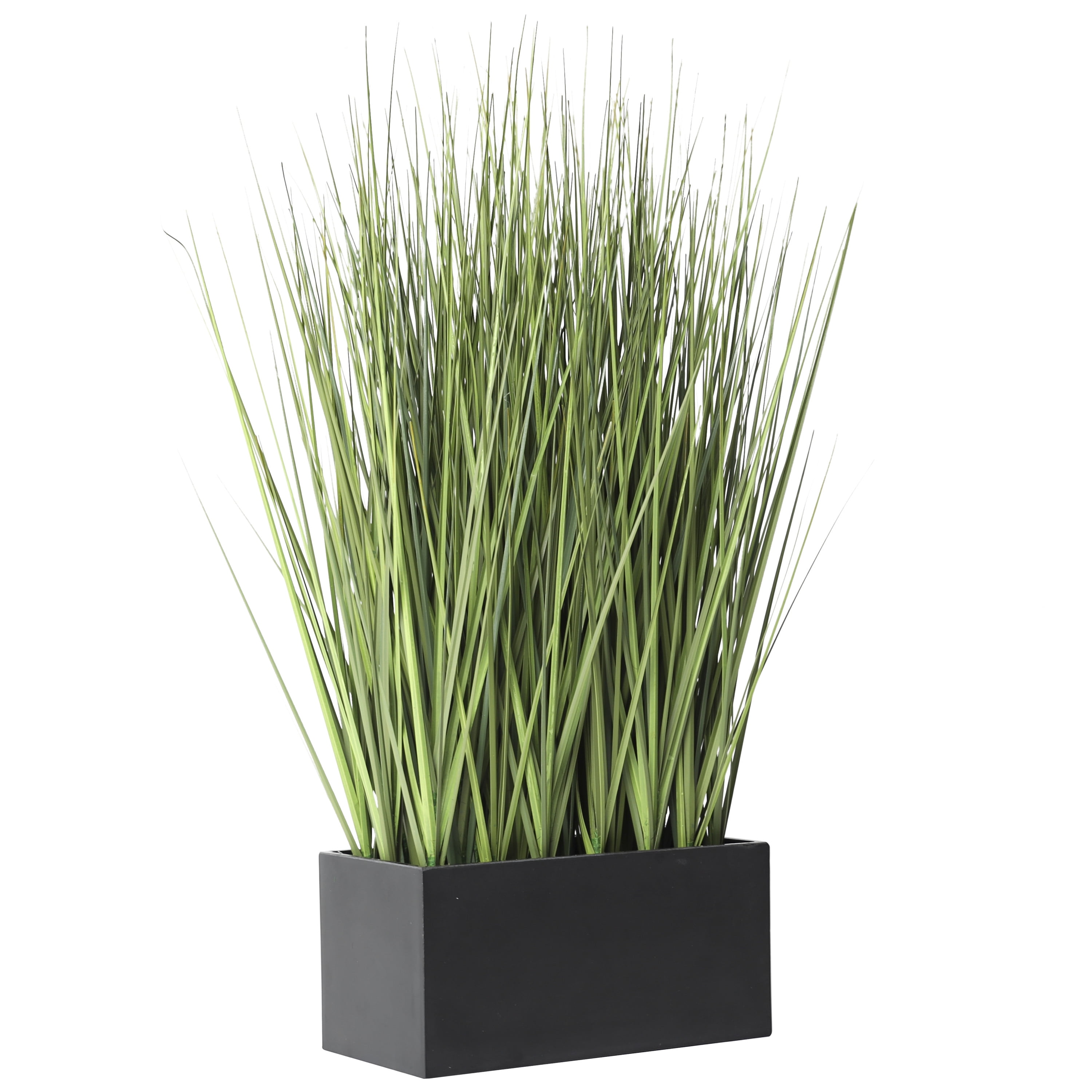 DecMode 18" Artificial Onion Grass Plant in Black Rectangular Plastic