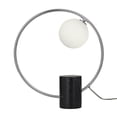 thumbnail image 1 of DecMode 18" Circular Silver Table Lamp with White Glass Shade, 1 of 8