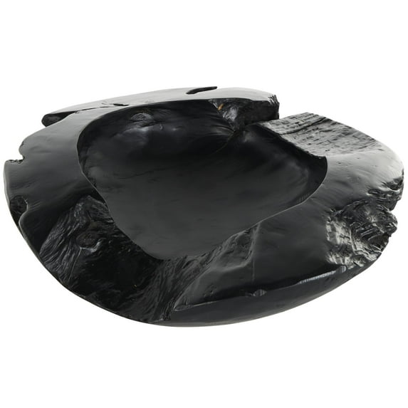 DecMode 18" Handmade Round Live Edge Black Teak Wood Decorative Bowl