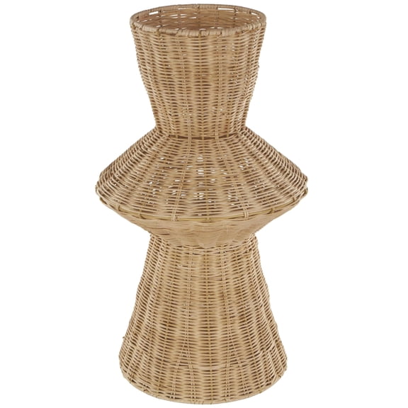 DecMode 18" Handmade Woven Tapered Fluted Brown Rattan Vase