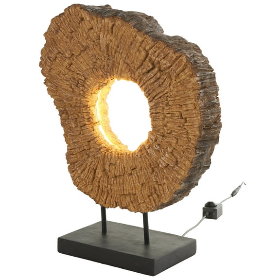 DecMode 18" Live Edge Brown Table Lamp with Shade