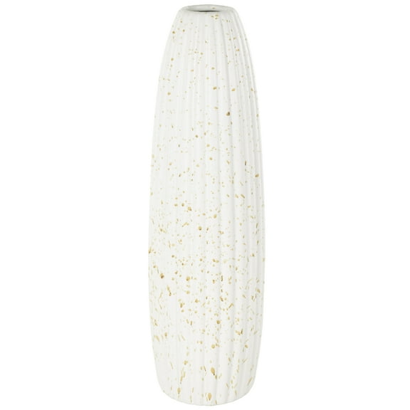 DecMode 18" Speckled White Ceramic Vase