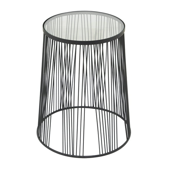 DecMode 18"W, 22"H Metal Contemporary Accent Table, Black, 3-Piece
