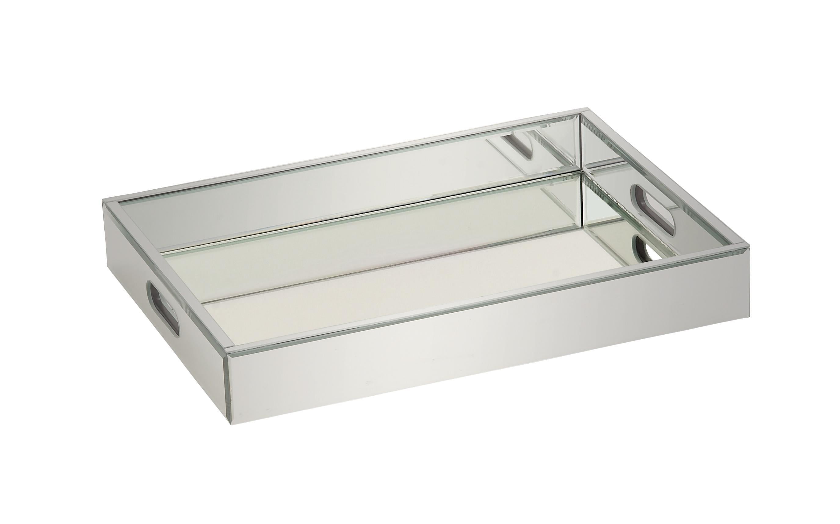 Silver Mirrored Rectangular MDF Decorative Tray