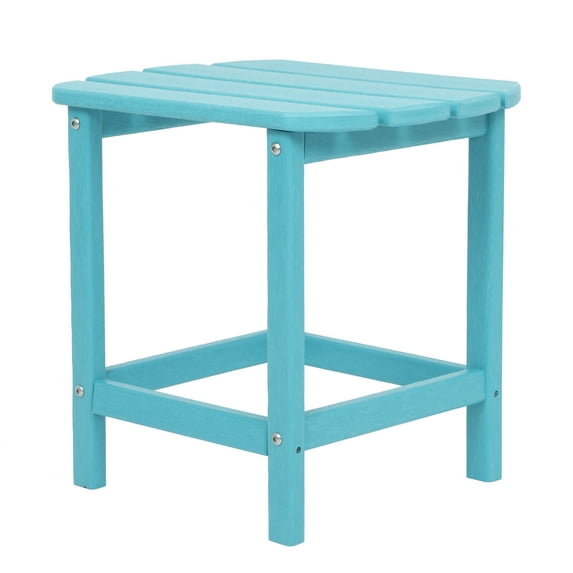 DecMode 18" x 15" Blue Resin Outdoor Accent Table, 1-Piece